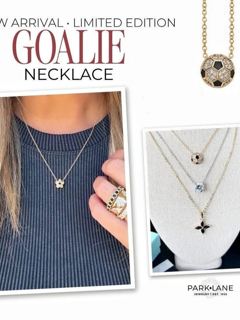 ⚽️ Park Lane Goalie Necklace Soccer Ball Charm Pendant Gold